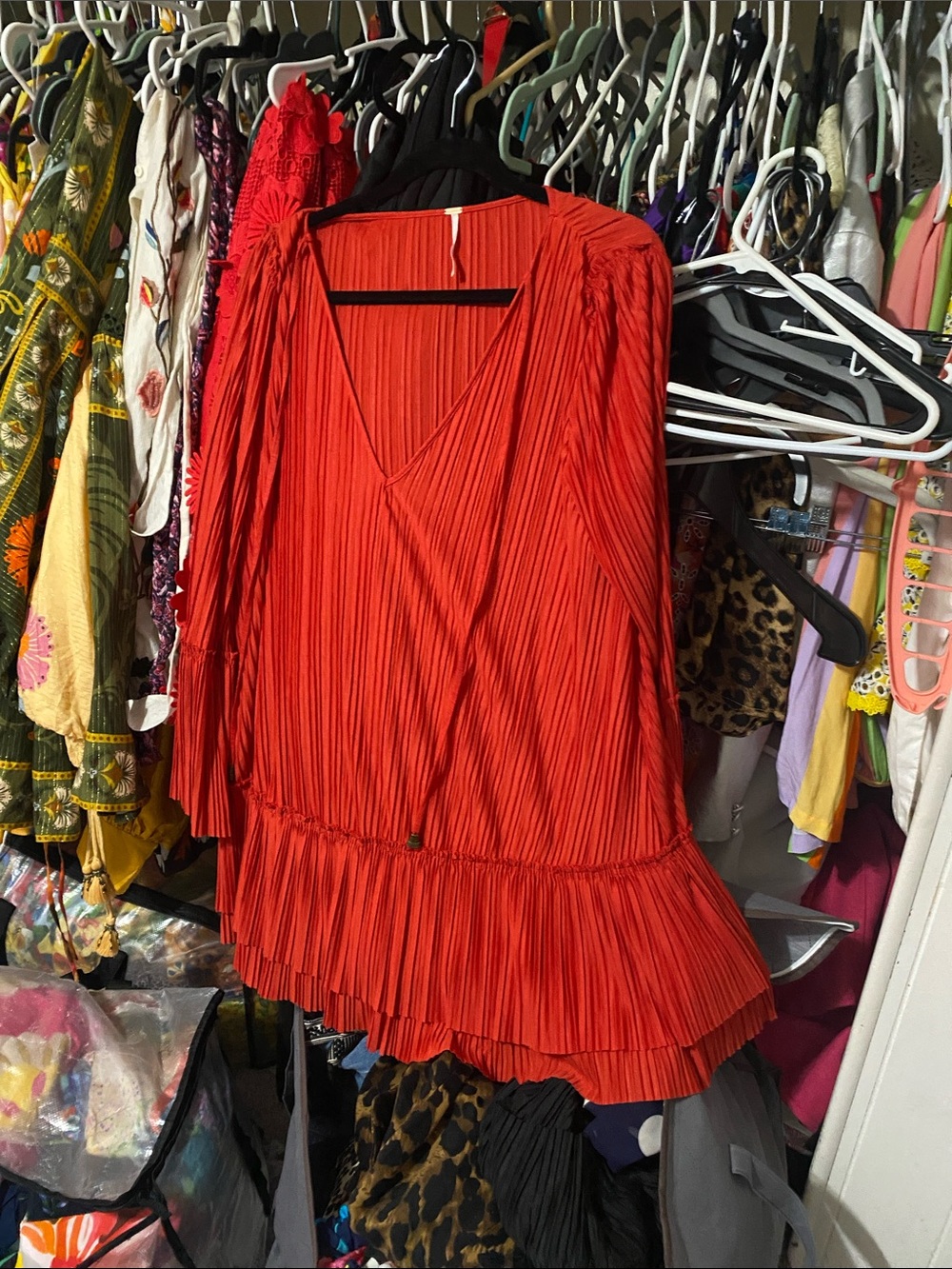 Free People Rust Ribbed V-Neck Knit Top